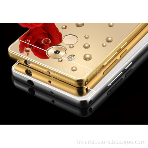 Luxury Electroplating Mirror pc+pu Flip phone Case For huawei mate 8